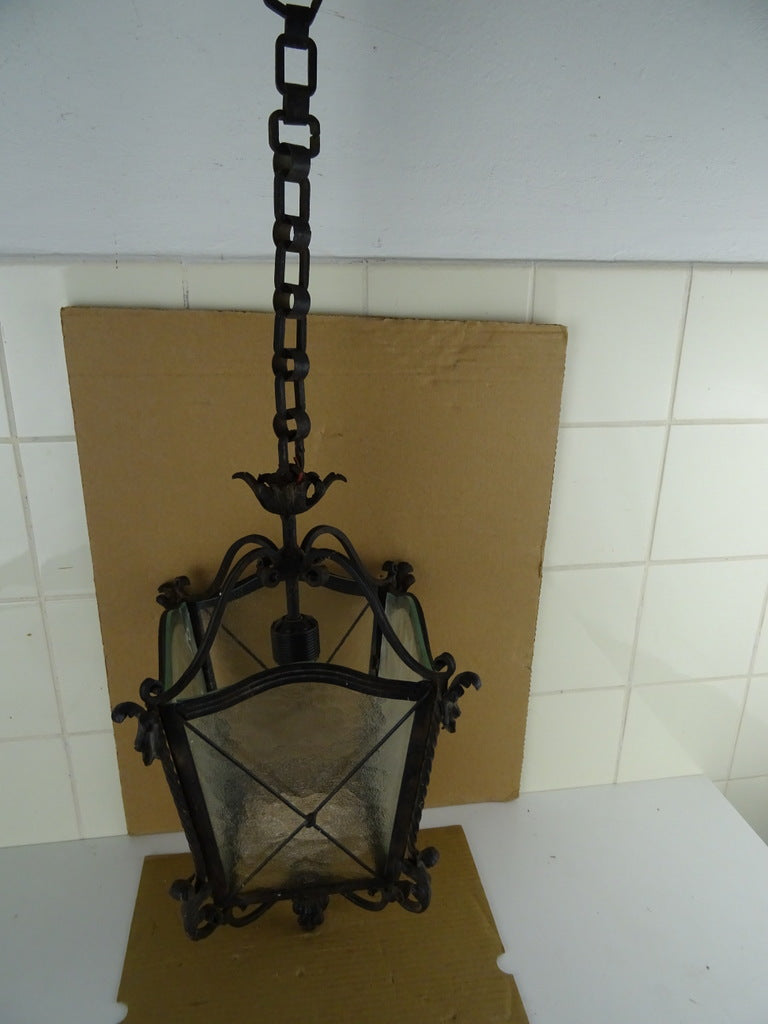 19-eeuwse Antieke smeedijzeren hanglamp